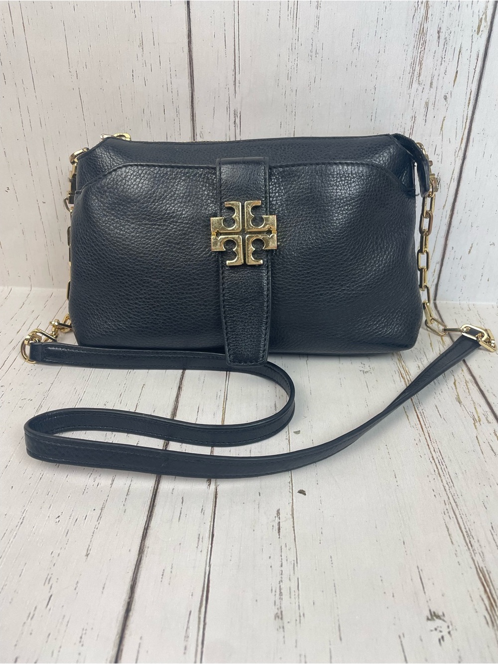 Tory Burch Meyer Pebbled Leather Chain Crossbody Purse